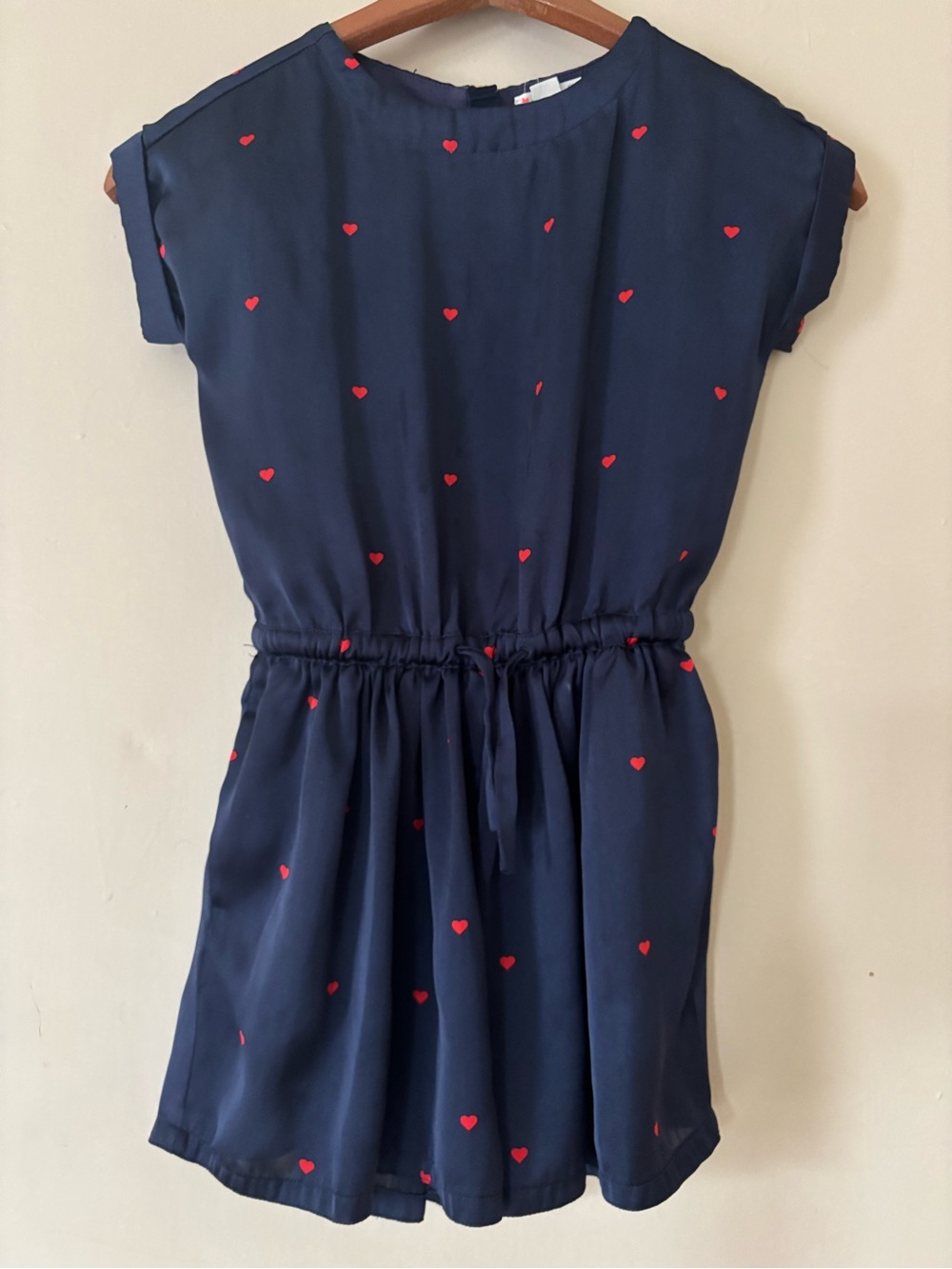 Crewcuts Navy Dress with Red Heart Motif